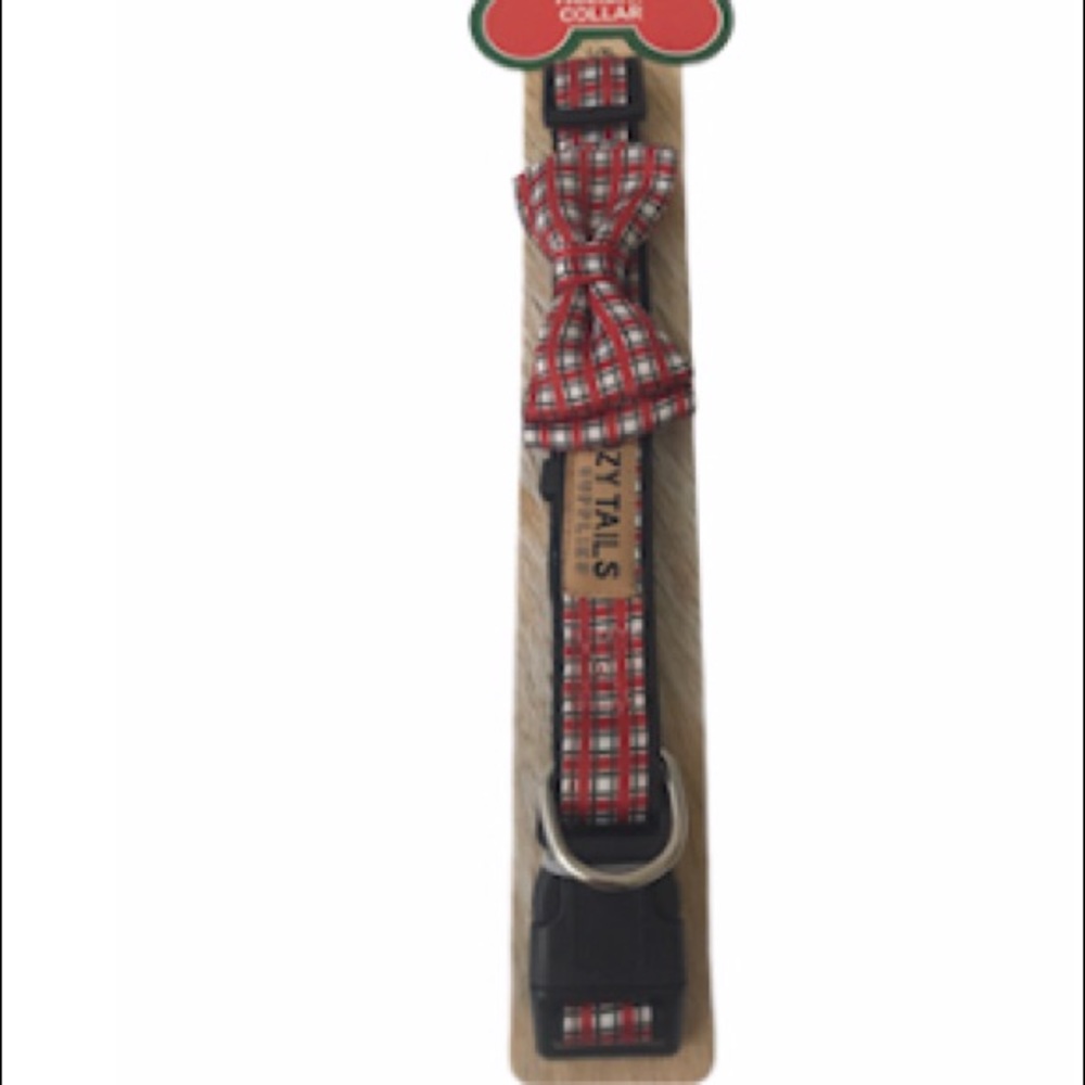 New Plaid Dog Collar & Bow Tie L/XL